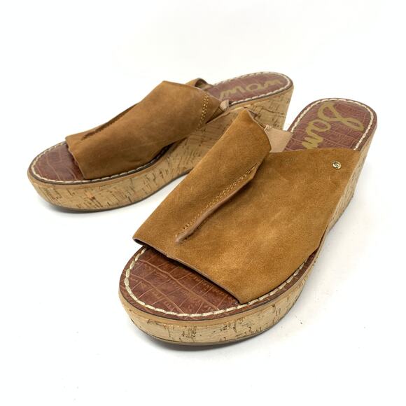 Sam Edelman Women's Size 8 Ranger Wedge Platform Sandals Brown Suede Leather - Picture 2 of 7